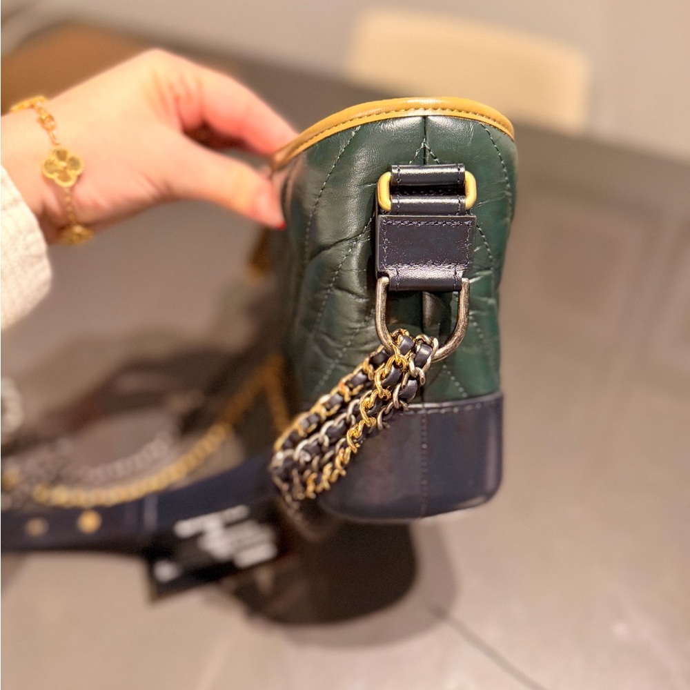 Chanel Green and Tan Quilted Small Gabriel Bag - Picture 6 of 13